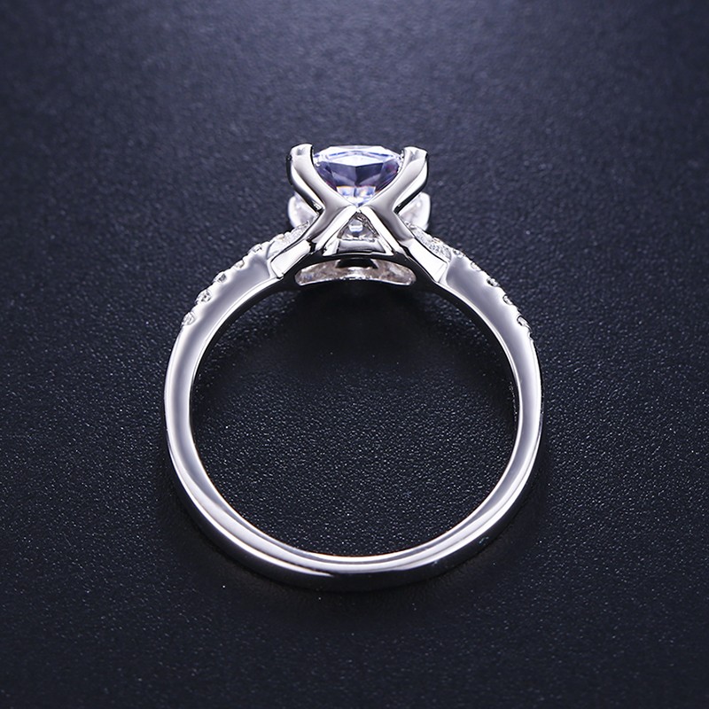 Platinum-Plated Sterling Silver Ring 1 Carat Square Diamond Engagement ...