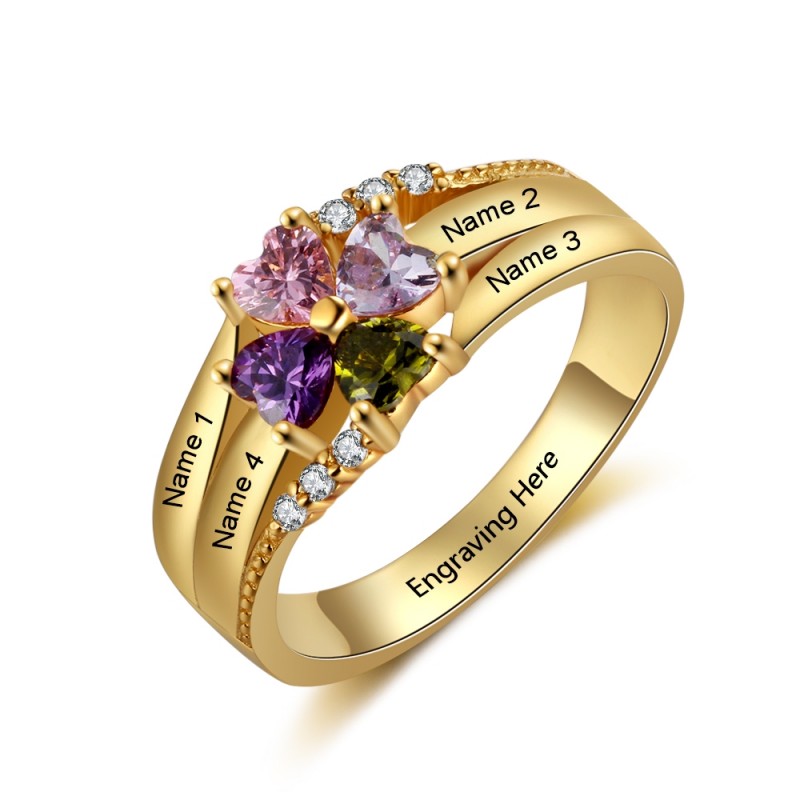 Gold Birthstone Rings Mothers Rings 925 Sterling Silver Personalized ...