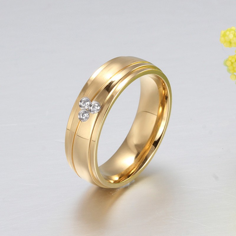 Titanium Golden Ring For Couples Luxury and Liberality Inlaid Cubic ...