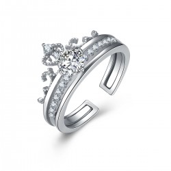 S925 Silver Crown And Diamond Ring - Urcoco.com