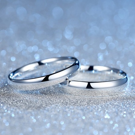 Classic Simple Silver Wedding Ring Pair