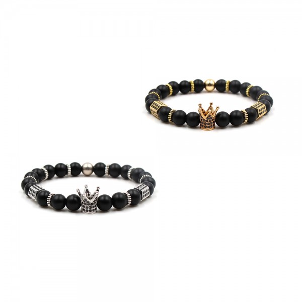 Two-Color Optional Frosted Stone Crown-Shaped Elastic Bracelet