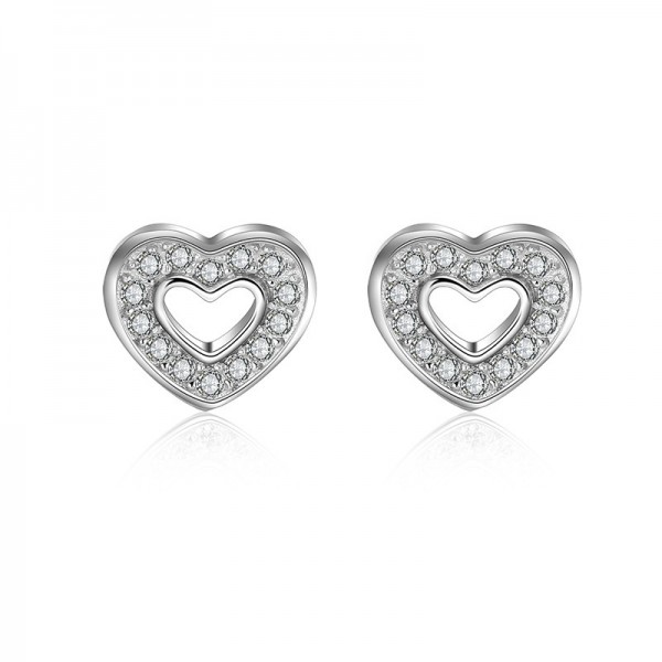 Good S925 Sterling Silver Heart For Love Women Earrings 