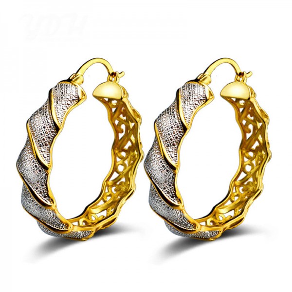 Fashion S925 Sterling Silver Antique Exaggerated European Hollowed  Earrings