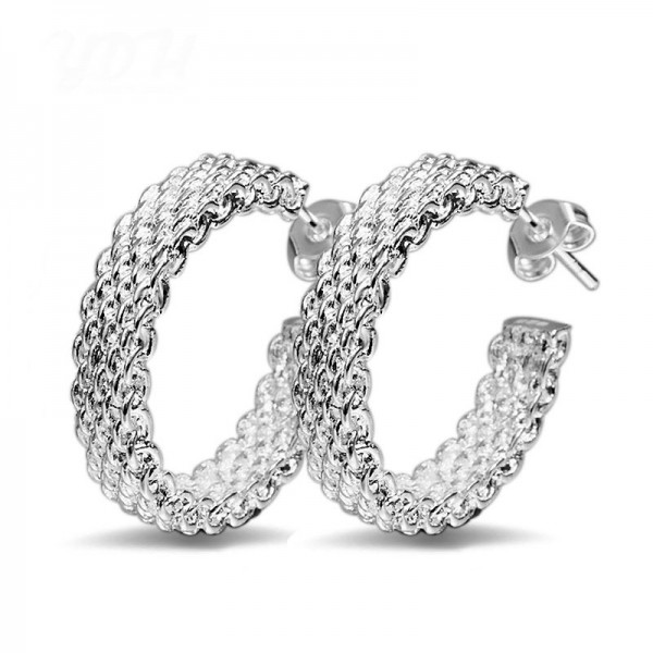 Elegant S925 Sterling Silver Net Style Earrings