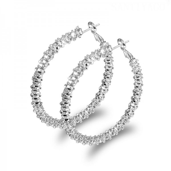 Fashion Alloy Silver Plated Personality Circle Earrings