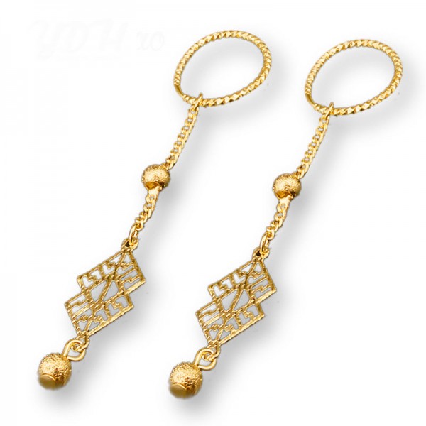 18K Gold Plated Alloy Hollowed Pendant Earrings