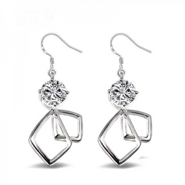 Exquisite Silver Plated Alloy Cubic Zirconia Earrings