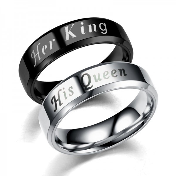 New Fashion Lovers Titanium Steel Ring Her King His Queen Romantic Wedding Ring Size 6 7 8 9 10 11 12 Full Size