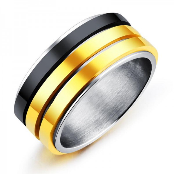 Titanium Ring For Men Plating Black and Gold Polish Craft Exquisite and Liberality