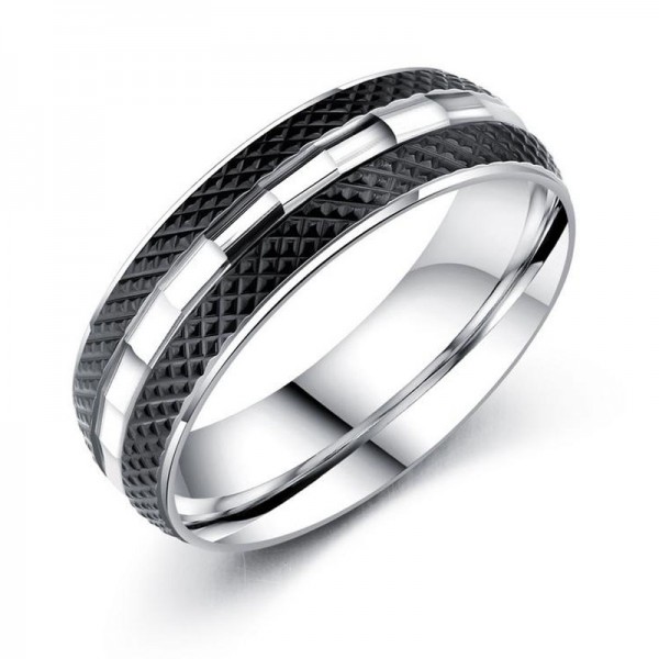 Titanium Black Ring For Men Cool and Fashion Unqiue Design Smooth Inner Arc