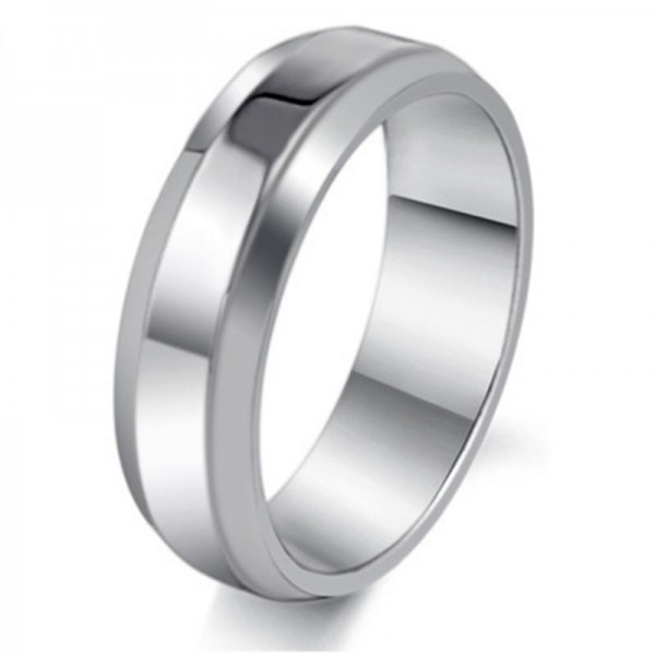 Stainless Steel Silvery Ring For Men Simple and Fashion Smooth Inner Arc Design Comfortable to Wear