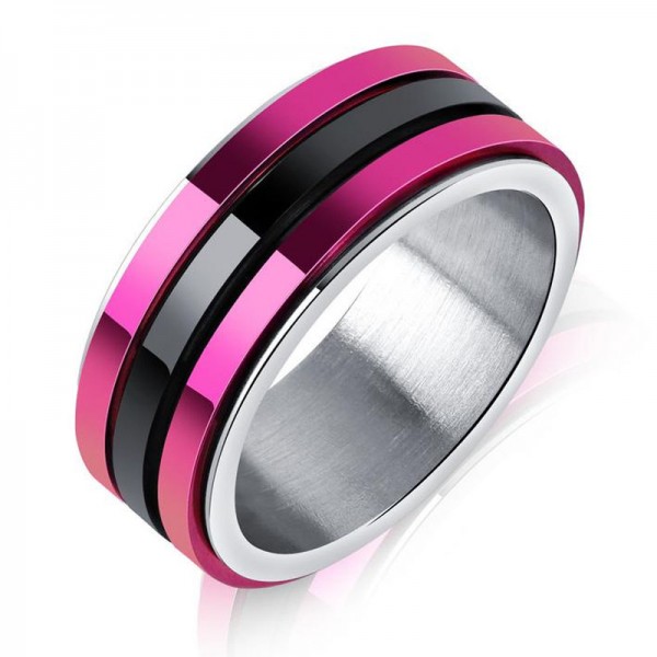 Titanium Ring For Men Black and Purple Stylish and Simple Polish Craft