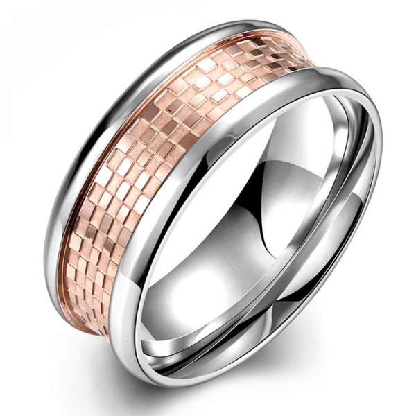 Titanium Rose Gold Ring For Men Simple and Fashion Polish Inner Arc Design