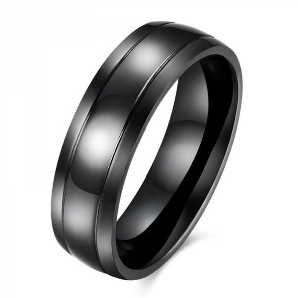 Titanium Black Ring For Men Simple and Cool Plating Craft