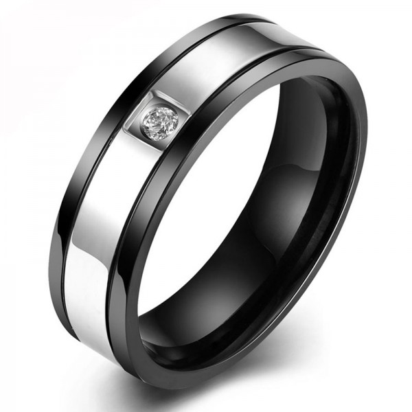 Titanium Silvery Ring For Men Inlaid Cubic Zirconia Exquisite and Luxury Plating and Inlaid Craft