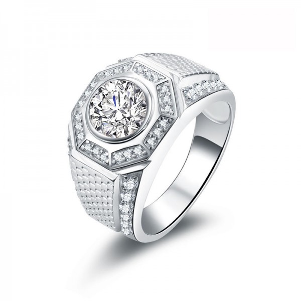 925 Silvery Ring For Men Inlaid Cubic Zirconia Exquisite and Liberality