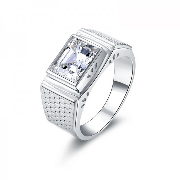925 Sterling Silver Ring For Men Inlaid Cubic Zirconia Fashion and Decent