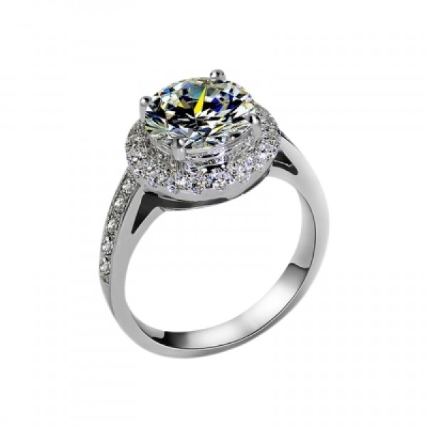 3 Carat Inlaid 925 Plated Platinum Half-Circle Diamond Wedding Ring