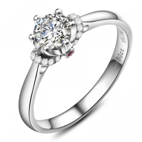 925 Sterling Silver Ring For Women Plating Platinum Optional 0.5CT or 1.0CT Exquisite and Fashion