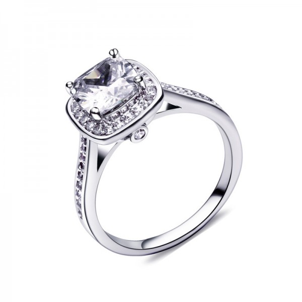 925 Sterling Silver Ring For Women Inlaid Cubic Zirconia Classic Four Claws Exquisite and Liberality Optional Colors
