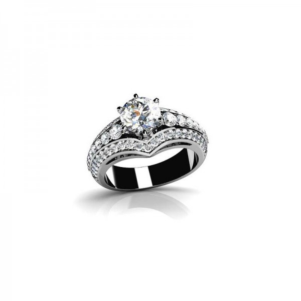 925 Sterling Silver Ring For Women Inlaid Cubic Zirconia Heart-shaped Design Six Claws Luxury and Exquisite