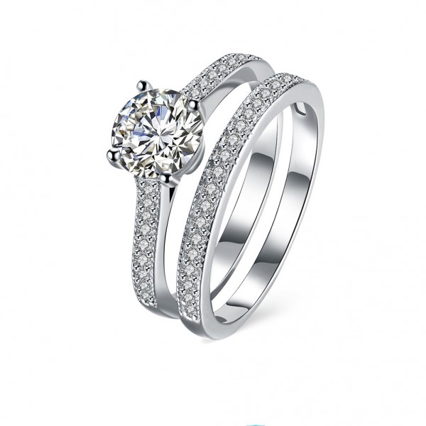 925 Sterling Silver Ring For Couple Inlaid Cubic Zirconia Micro-diamond Decoration Fashion and Liberality