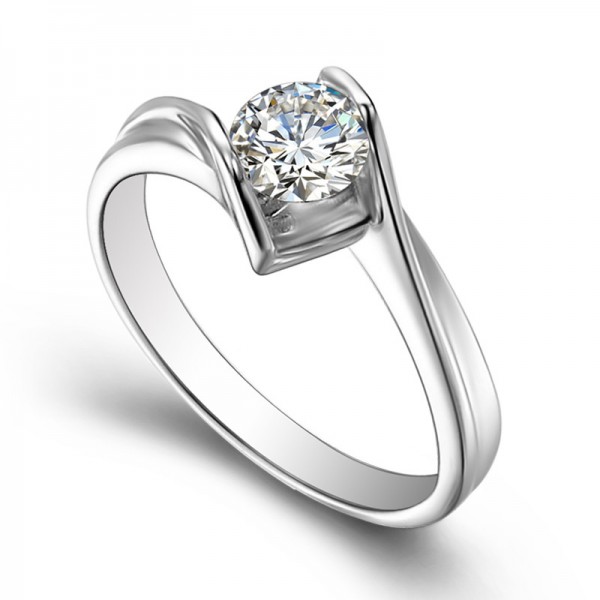 Round Cut Cz 925 Silver Ring For Women Wedding/Engagement Ring