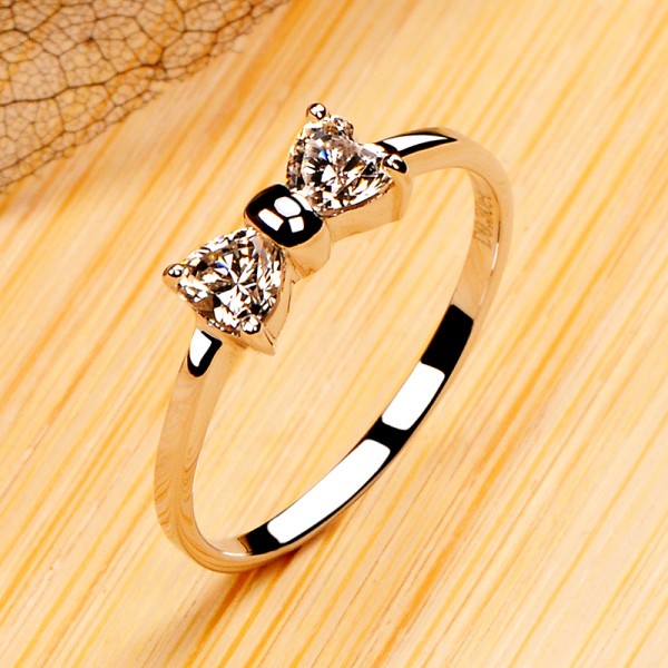 925 Sterling Silver Ring For Women Bow Tie Design Polish Craft Elegant and Exquisite