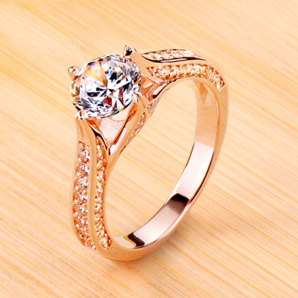 925 Sterling Silver Ring For Women Inlaid Cubic Zirconia Plating Rose Gold Polish Craft Optional Carats Luxury and Exquisite