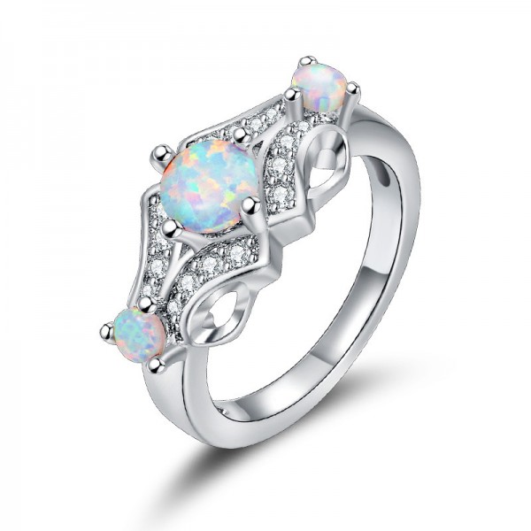 White Fire Opal Ring Engagement Ring/Promise Ring