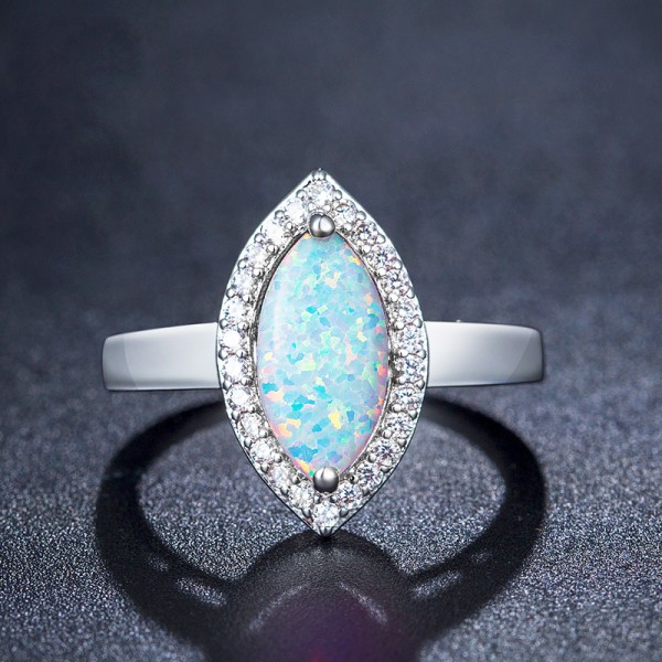 Marquise Fancy Opal Inlaid Cz Engegament Ring
