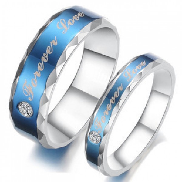 New Fashion Jewelry Blue Forever Love Couple Titanium Ring