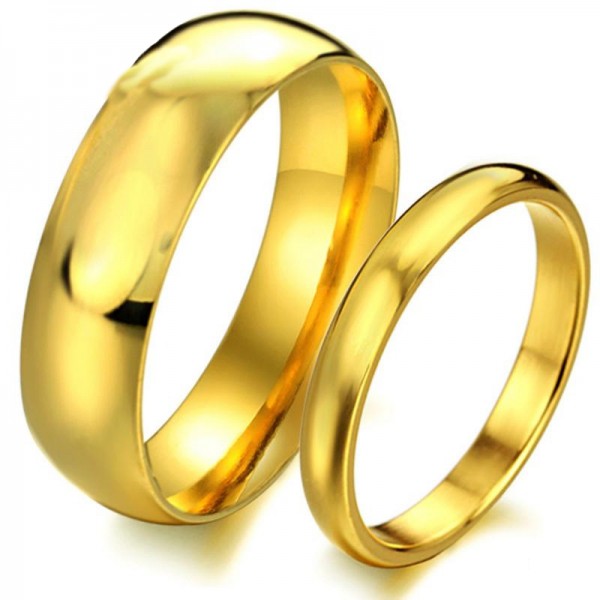 Titanium Golden Ring For Couples Luxury and Liberality Style Polish Craft
