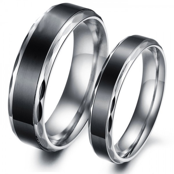 Titanium Black Ring For Couples Inner Arc Design Comfortable to Wear Simple and Cool 