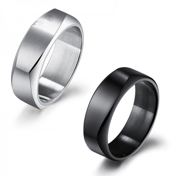 Titanium Black and Silvery Ring For Couples Simple and Cool Cutting Surface Polish Craft