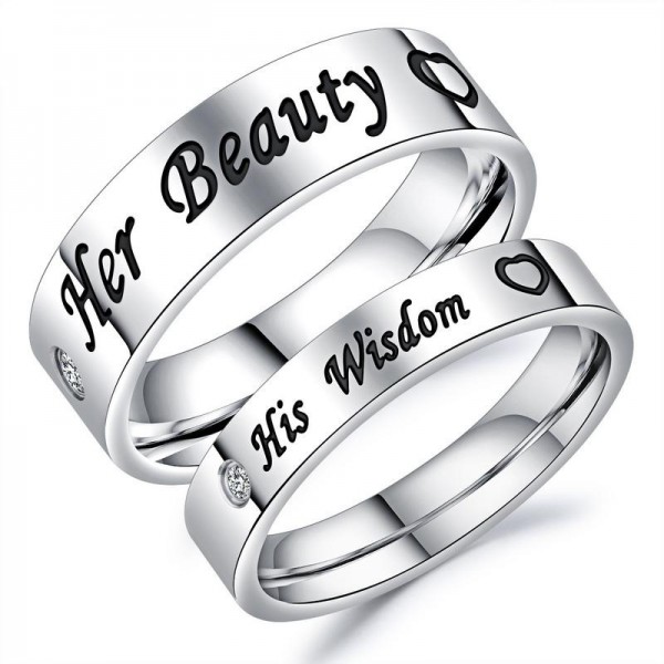 Her Beauty His Wisdom Titanium Ring Couple Ring