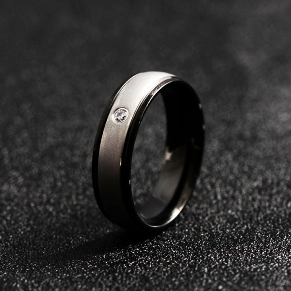 Titanium Silvery Ring For Couples Plating Black and Rose Gold Inlaid ...