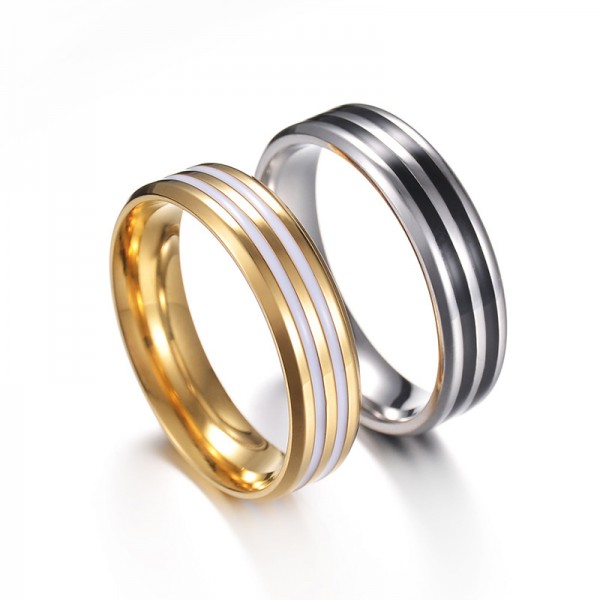 Titanium Silvery and Golden Ring For Couples Dripping Gel Craft Simple and Fashion