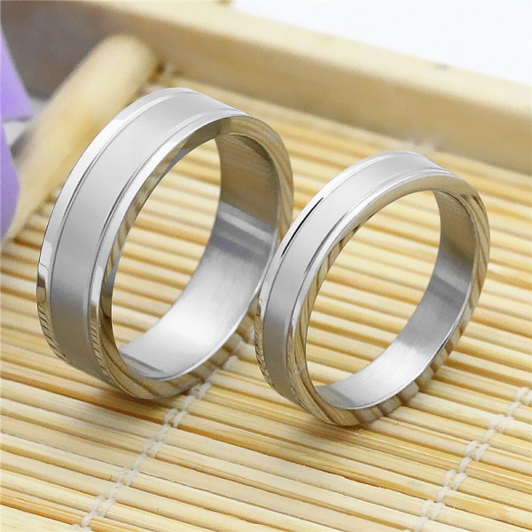 Titanium Silvery Ring For Couples Simple and Fashion Brushed Craft