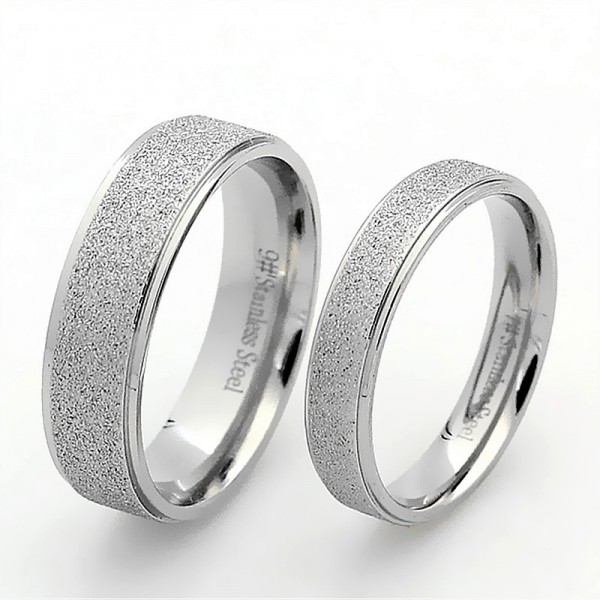Titanium Silvery Ring For Couples Simple and Fashion Style Sanding Craft