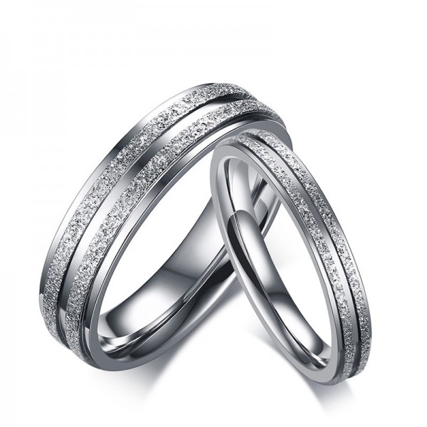 Titanium Silvery Ring For Couples Luxury and Liberality Dull Polish Craft