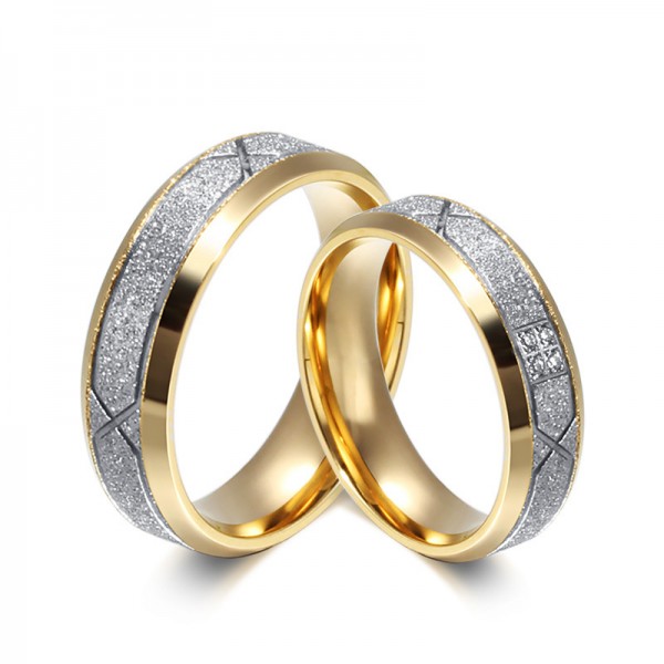 Fabulous Titanium Golden Matte Lovers Rings