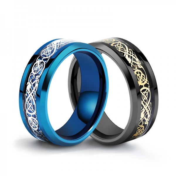 Titanium Black and Blue Ring For Men Cool and Exquisite Highlight Good Taste