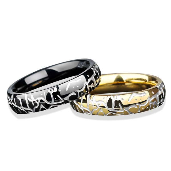 Titanium Crackle Personality Black and Golden Ring For Males