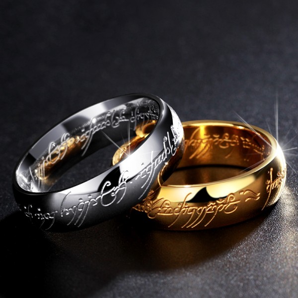Splendid Titanium Silvery and Golden Lovers Rings Same Style as Lord of the Rings 