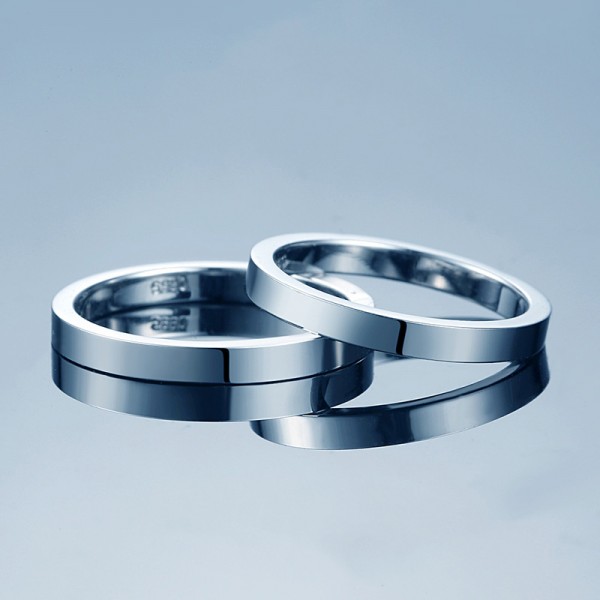 Simple Design S925 Sterling Silver Couple Rings Polish Surface