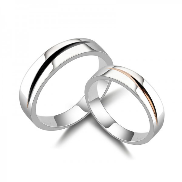 S925 Sterling Silver Rings For Couples Simple and Fashion Electroplating Black and Rose Gold