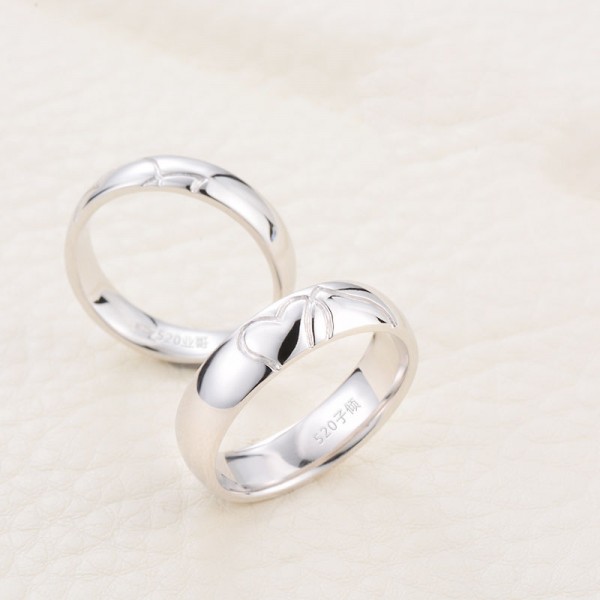 Creative Heart-Shaped Puzzle S925 Sterling Silver Couple Rings - Urcoco.com