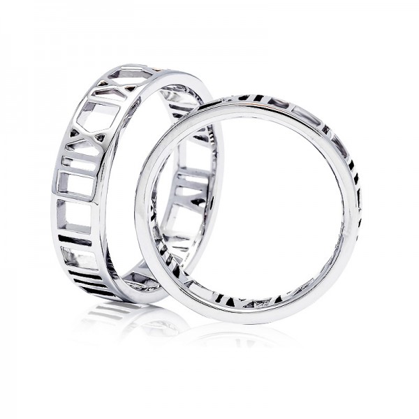 S925 Sterling Silver Ring For Couples Rome Numeral Circle Unique Design
